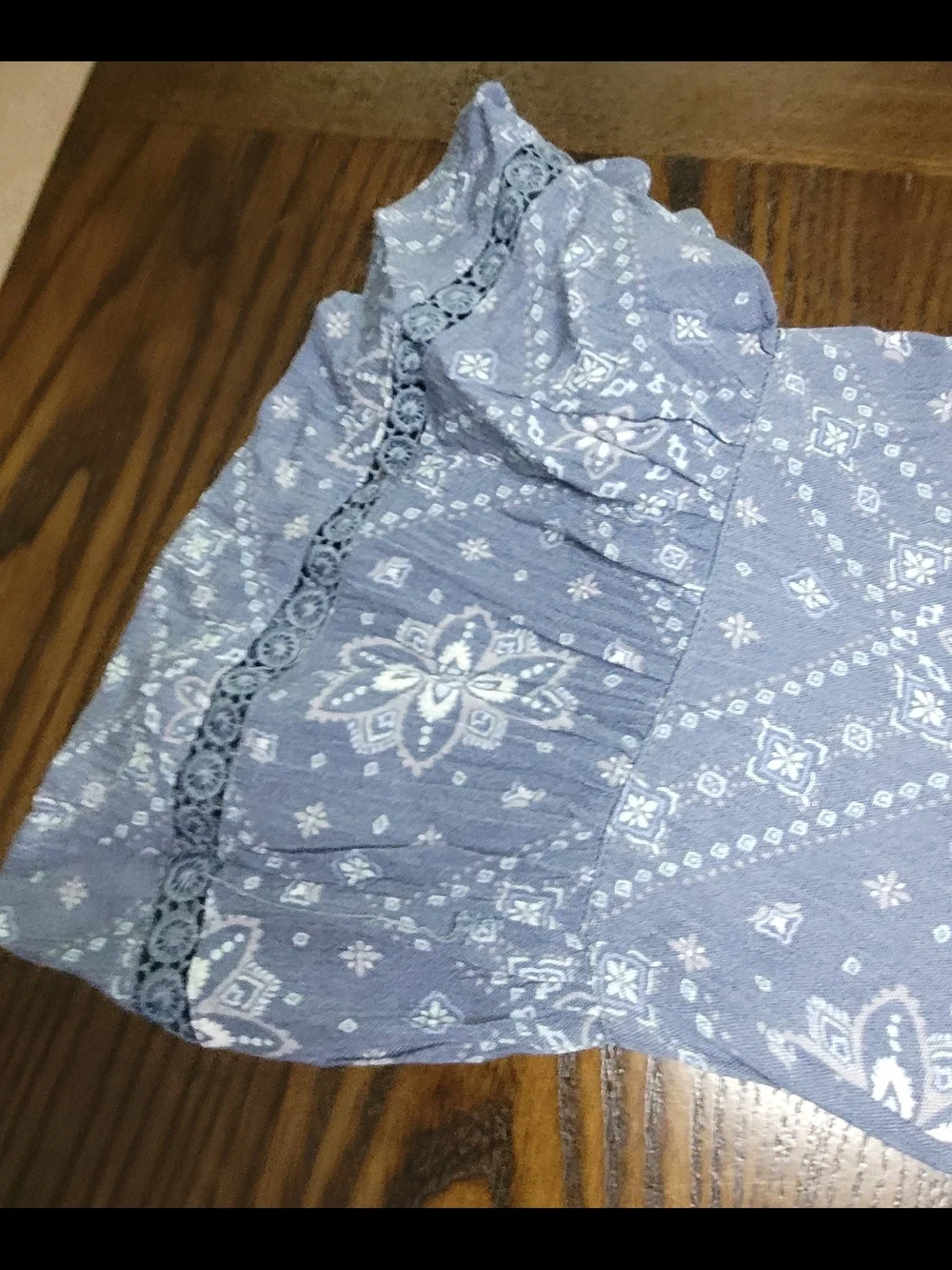 Justice Blue Paisley Tassel Peasant Top